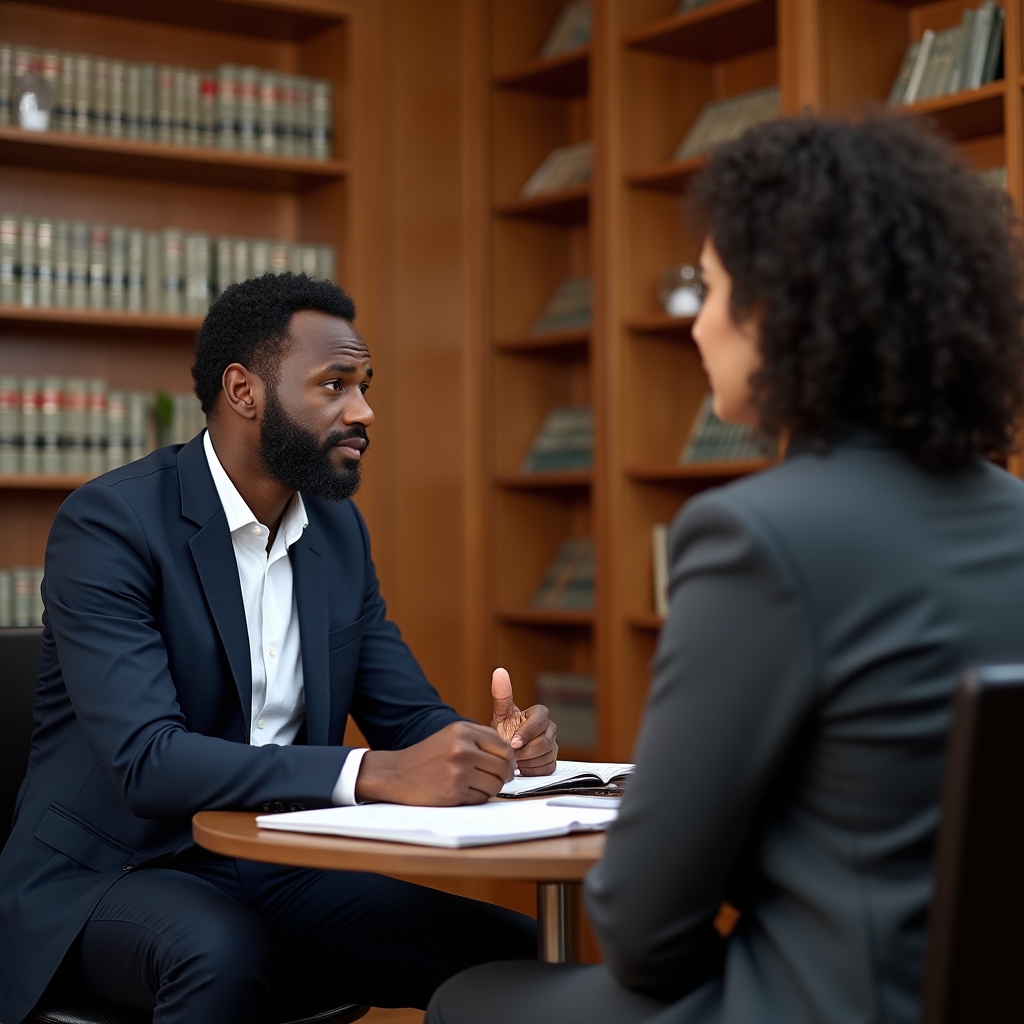 Manager and direct report in a focused one-on-one conversation at a conference table